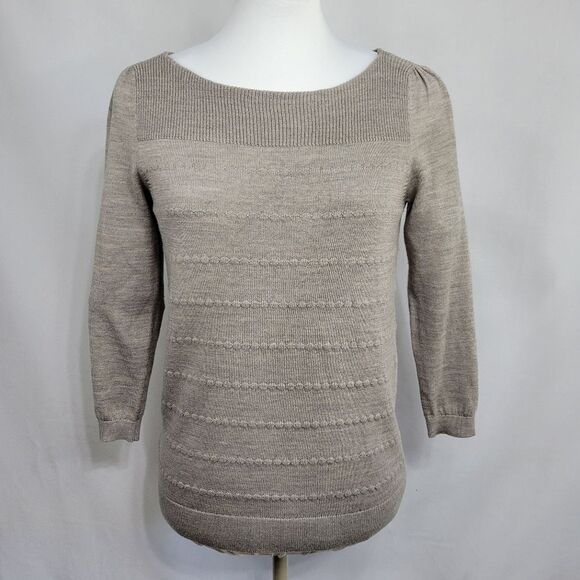 Loft Ann Taylor taupe boat neck 3/4 sleeve sweater XS - Picture 1 of 7